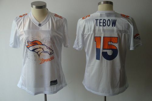 Broncos #15 Tim Tebow White 2011 Women's Fem Fan Stitched NFL Jersey - Click Image to Close